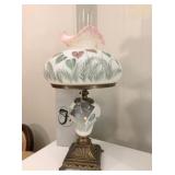 Fenton Satin Custard Art Glass Lamp