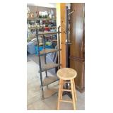 Corner Shelf, Coat Rack & Stool