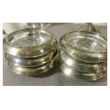 Glass Ashtrays w/Sterling Silver Rims