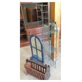 2-Small Metal Shleves, Mirror Windor Decor &