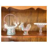 Fenton Basket, chicken & footed bowl