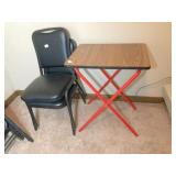 Set of 2 black chairs w/folding table