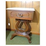 Antique Harp Marble top lamp table 19x15x27 H