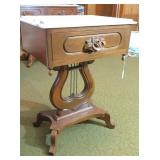 Antique Harp marble top lamp table 19x15x27 H