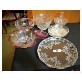 Crystal tray, bowls, basket & plates