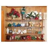 4-shelves of flowers & misc. decor