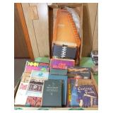 Oscar Schmidt Auto Harp & box of old music