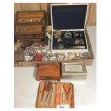 Jewelry boxes, earrings, necklaces & misc. jewelry