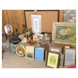 large group of household decor on hearth