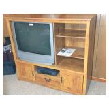 Pine entertainment Center 54x19x48 H, Sanyo TV &