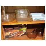 Vison ware & glass bakings pans on 2-shelves