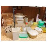 group of Tupperware under table