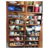 Large group of household on wall shelf