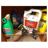 chemicals (old), record player, battery charger &