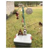 Shepherd hook, bird houses & plastic tote