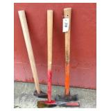 double ax, 2-sledge hammers & wedge