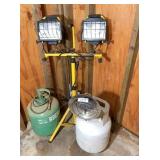 shop light, propane heater & air tank