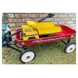 Tonka truck & red wagon
