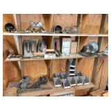 3-shelves contents, saw blades, trowels, nails,