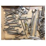box of assorted wrenches & sockets