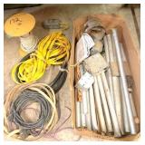 pieces of galvanized pipe, plug boxes & misc. wire