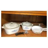 2 1/2 quart Corning casserole, 1 3/4 qt Corning