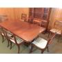 Antique double pedestal dining table w/8 chairs