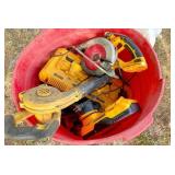 tub of scrap cordless Dewalt tools