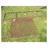 metal: grating 3' x 3.5',  rectangular frame 8'x2'