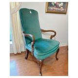 Green suede covered chair