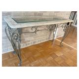 metal framed, glass top entry table 50x18x29 H