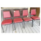 4) chairs--metal frame w/cushioned seat & back