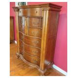 Oak bow front HiBoy chest of drawers 46x21x63 H