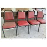 4) chairs--metal frame w/cushioned seat & back
