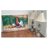 2) lamps & painting