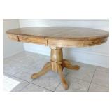 Round/oval oak pedestal dining table 57"L w/