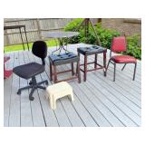 2) stools, 2 chairs & step stool