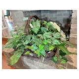 Large basket w/artificial greenery