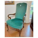 Green suede covered chair