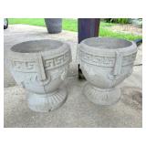 2) concrete planters 12" diameter x 13" H