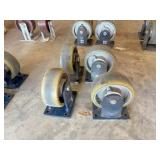 4) XHD 8" rigid plastic on metal castors 6x4.5 +