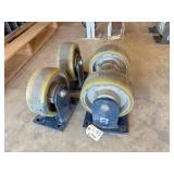4) XHD 8" rigid plastic on metal castors 6x4.5 +