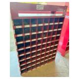 bin and contents- plastic covered brass fittings