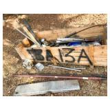 wooden crate & misc scrap metal