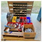 bolt bin, trays, keystock, pipe fittings