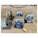 5) XHD 8" rigid plastic on metal castors 6x4.5 +