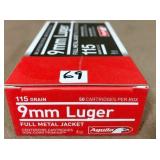 50 rnds 9mm Luger  115 gr  FMJ