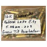 100 rnd Fed Lk Cty 5.56mm223 Green Tip Penetrator