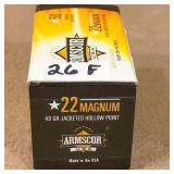 50 rnds 22 Magnum 40 gr  hollow pt