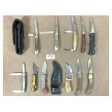 11 knives , 1 carrying pouch 11 knives , 1 carrying pouch